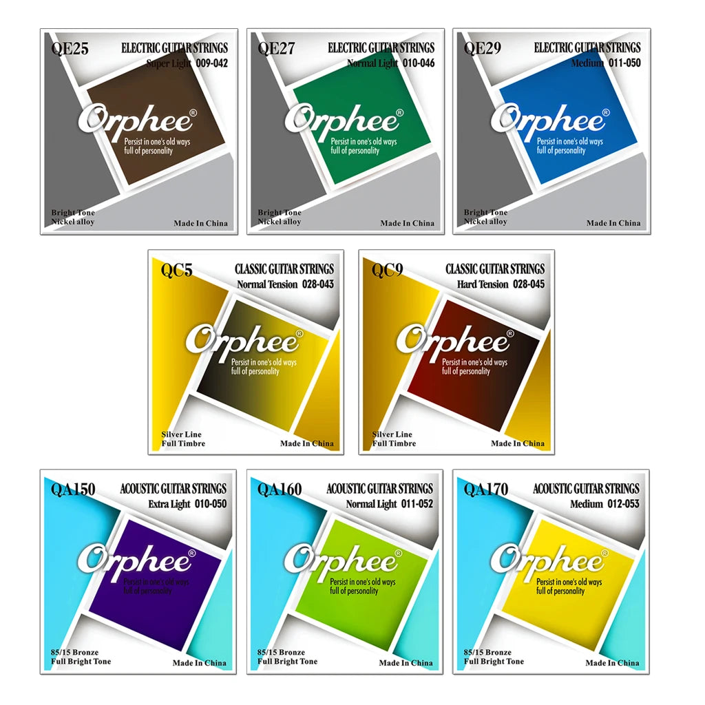 NAOMI Orphee Acoustic/Electric/Classical Guitar Strings Set Nickel Alloy Bright Tone Silver Line Full Timbre 85/15 Bronze