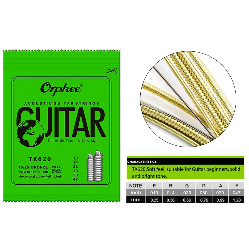 NAOMI Orphee Guitar Strings Anti-Rust Hexagonal Carbon Steel Silver Plated For Acoustic/Electric/Classical Guitarra Accessories