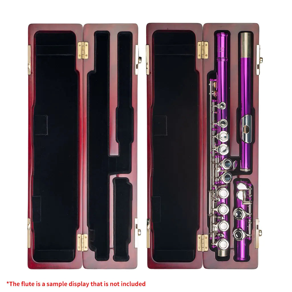 NAOMI Flute Case Hard Case 16 Holes Flute Bag Durable Red Wood Solidwood For 16-Hole Flutes
