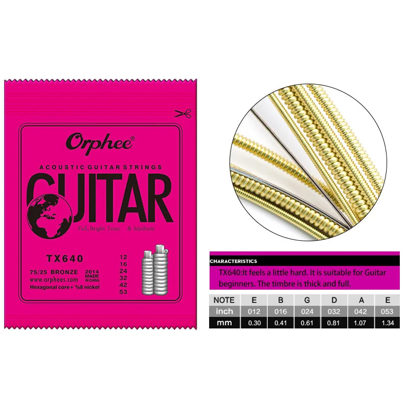 NAOMI Orphee Guitar Strings Anti-Rust Hexagonal Carbon Steel Silver Plated For Acoustic/Electric/Classical Guitarra Accessories