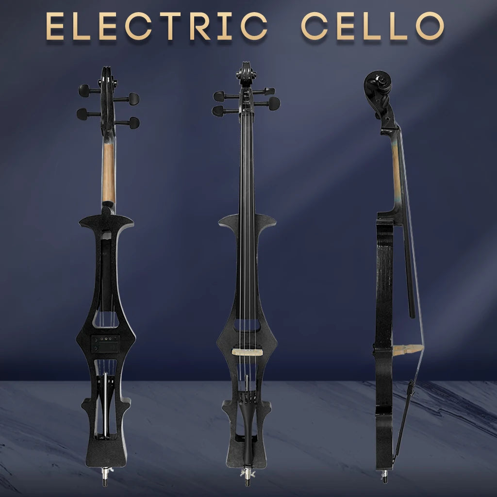 Assorted Full Size Electric Cello Solid Wood Preamp Electric Silent Cello 4/4 Size For Beginner Learners Orchestra Students SET