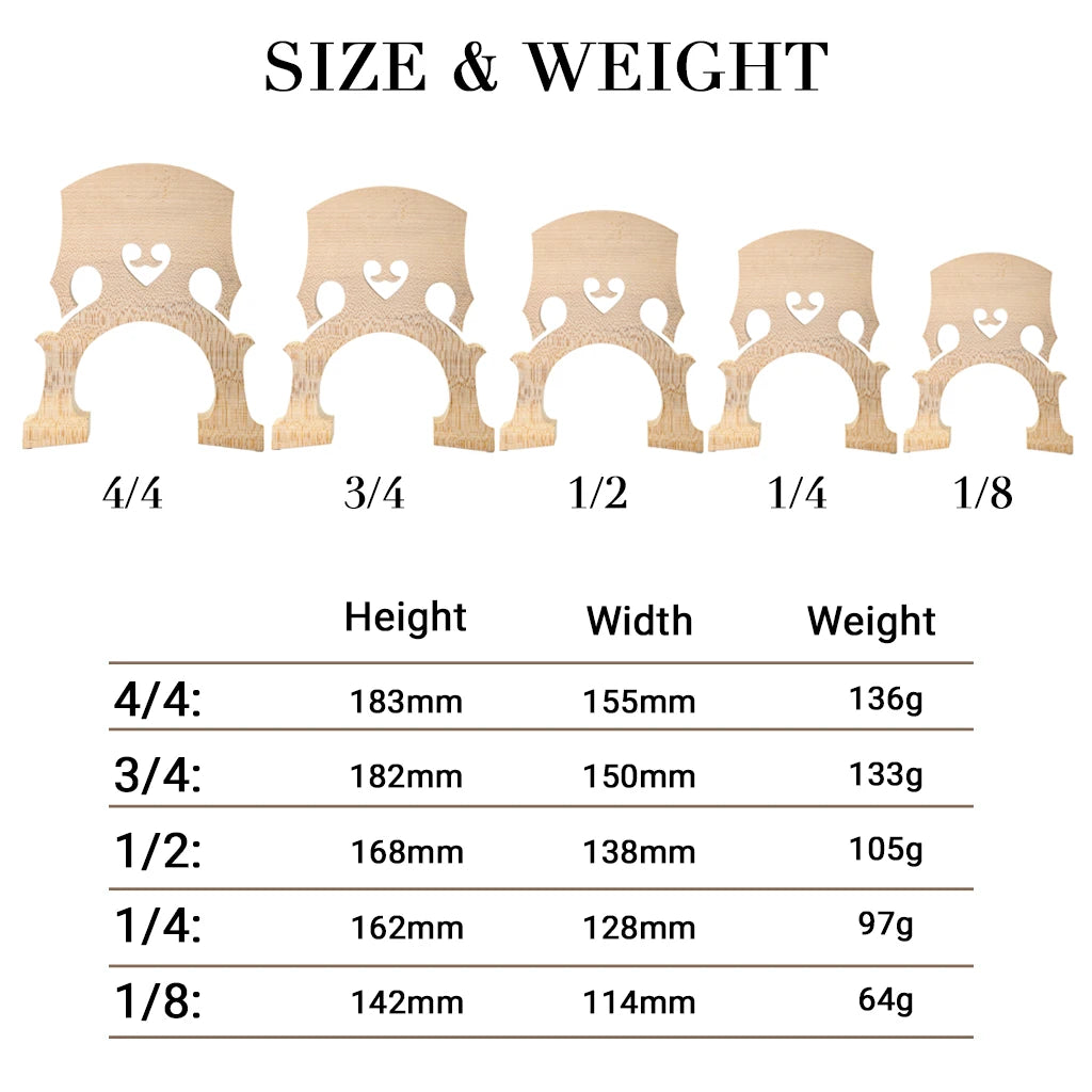 NAOMI Durable Standard 4/4-1/10 Grade Maple Double Bass Bridge Upright Bass