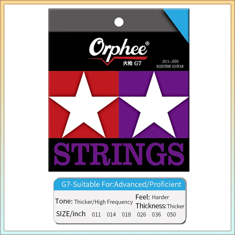 NAOMI Orphee 6pcs/1set Electric Guitar Strings G5/G6/G7 Pure Nickel Winding Nano Coating 18K Gold String Bead Guitar Accessories