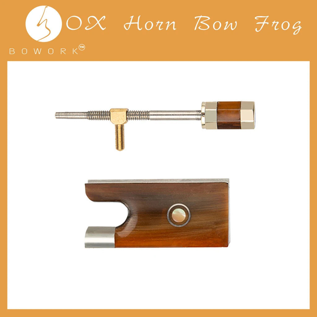 NAOMI Professional Red OX Horn Advanced Level Cupronickel Mounted Frog for 4/4 Violin Bow W/Buttons