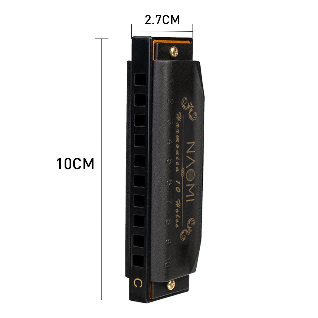 NAOMI SET 7PCS Piedmont Blues Harmonica 10 Holes Key Of C Harp With Case Mini Harmonica