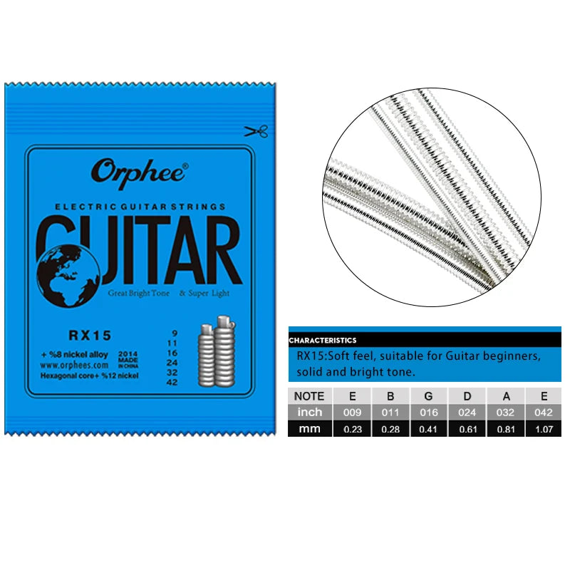 NAOMI Orphee Guitar Strings Anti-Rust Hexagonal Carbon Steel Silver Plated For Acoustic/Electric/Classical Guitarra Accessories