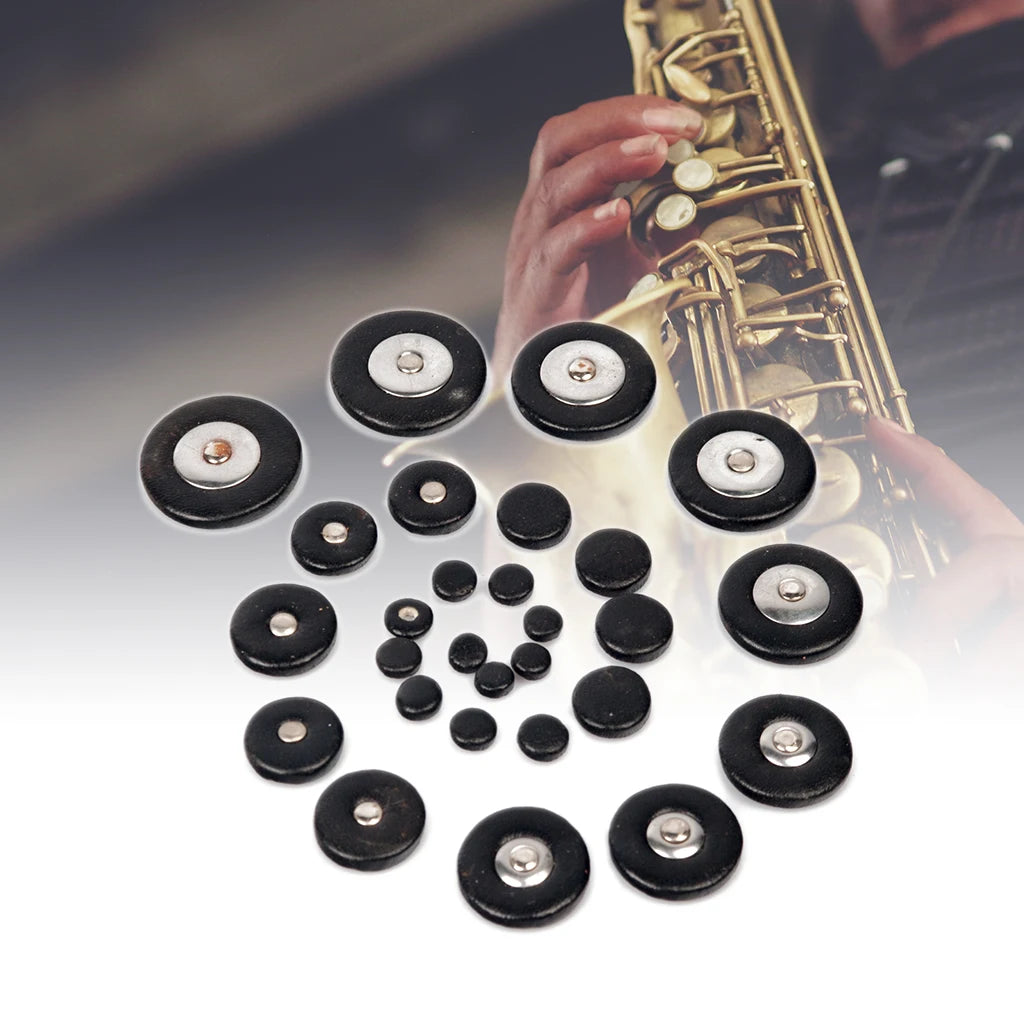 NAOMI Pack Soprano Alto Tenor Bartione Sax Saxophone Tan Leather Pads White Black Orange Sax Resonators Waterproof Wovwn Felt Pad Sets