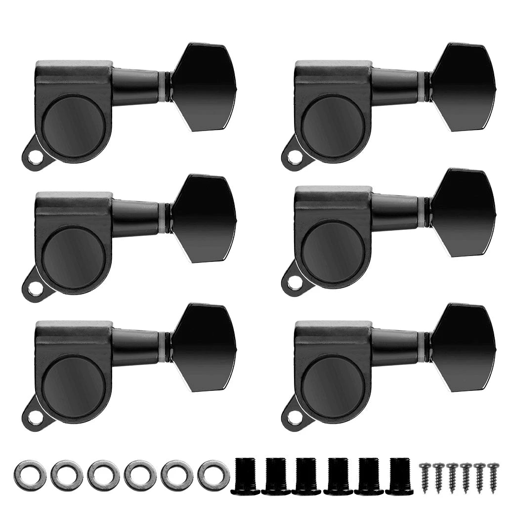 NAOMI 6pcs(6L 6R 3L3R) Guitar Tuners Machine Heads Gold/Chrome/Black Full Size Sealed String Tuning Pegs 15:1 Gear Ratio