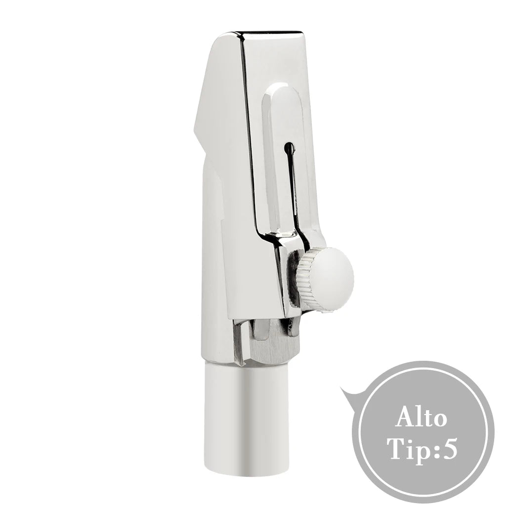 NAOMI Silver Sax Saxophone Mouthpiece 5/6/7/8/9 W/ Cap& Ligatures Comfortable Design Suitable For Novice Or Professional
