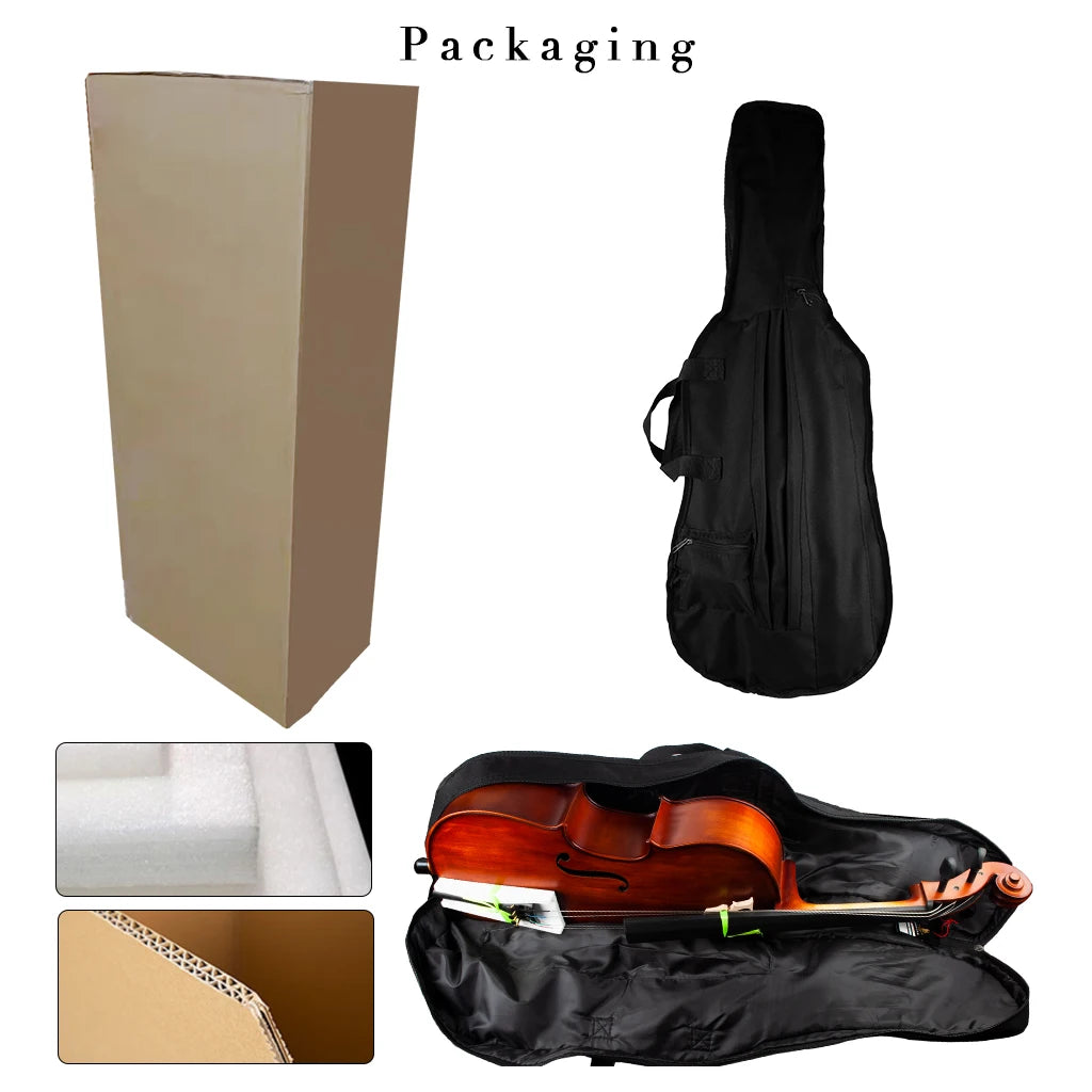 Handmade Advanced 4/4 3/4 1/2 1/4 1/8 Size Cello Acoustic Cello W/Gig Bag Brazilwood Cello Bow Bridge Strings Instrument SET