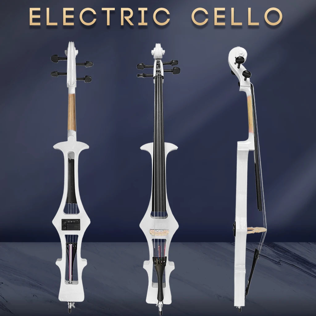 Assorted Full Size Electric Cello Solid Wood Preamp Electric Silent Cello 4/4 Size For Beginner Learners Orchestra Students SET