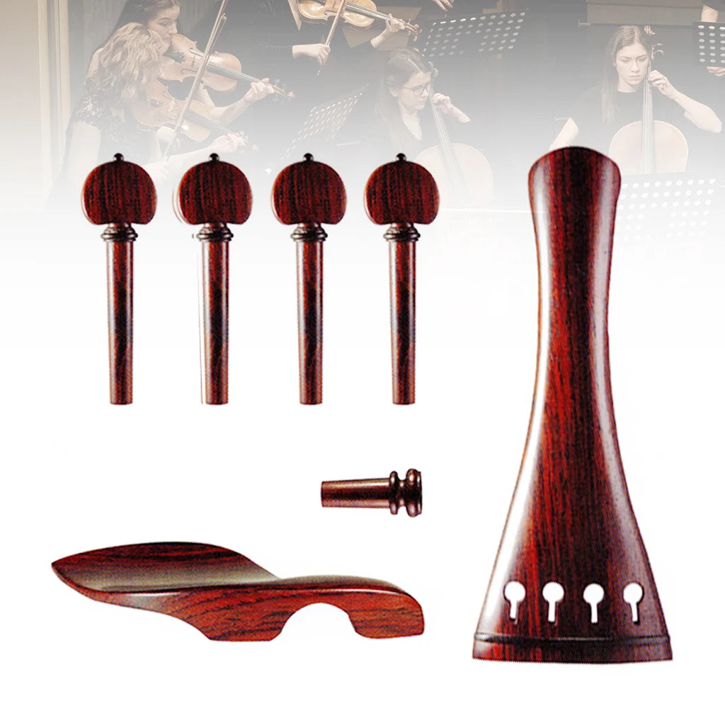 NAOMI Hill Style Rosewood Violin Parts 4/4 Tailpiece 4PCS Turning Pegs Endpin Chinrest Full Set
