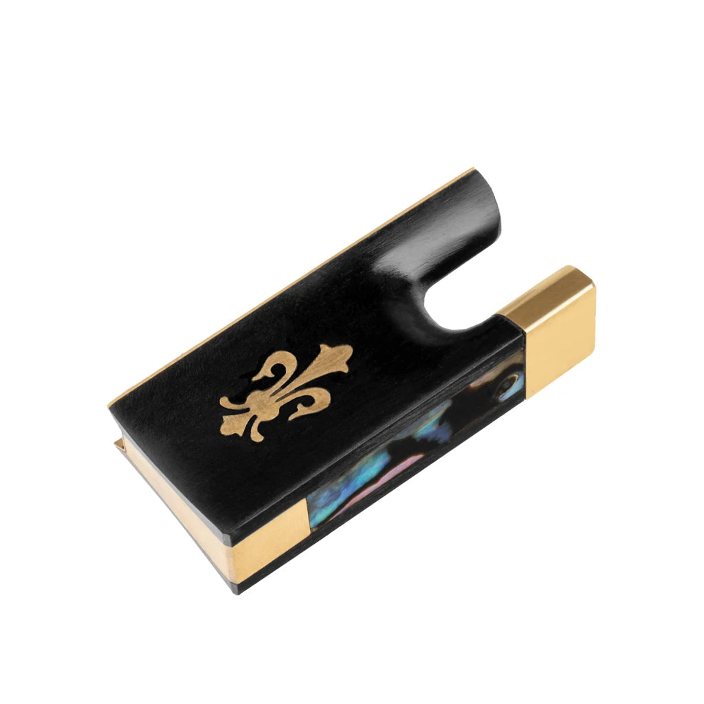 NAOMI Ebony Frog With Brass Fleur-de-lis Inlay 4/4 Violin Bow Parts Replacement Accessories