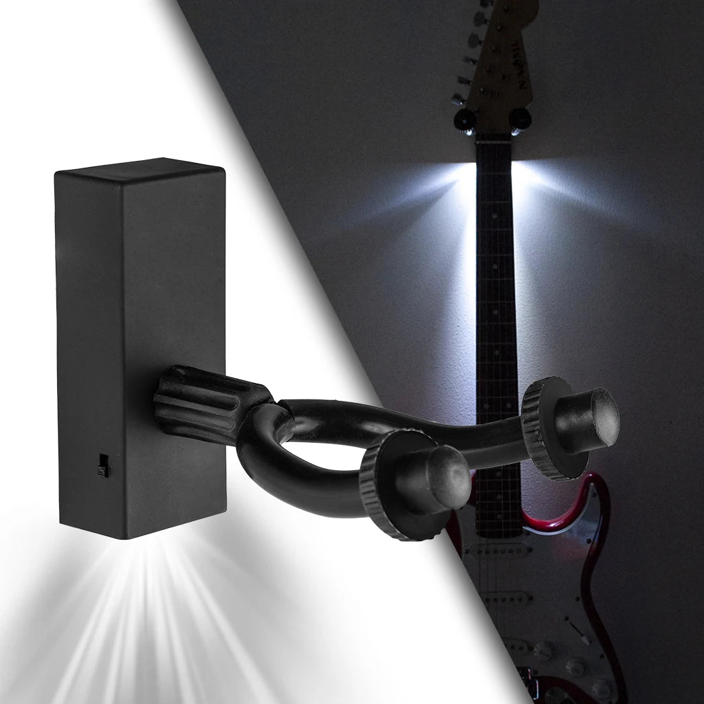NAOMI Durable Guitar Hanger Wall Hook Stand Guitarra Bracket Holder LED Light