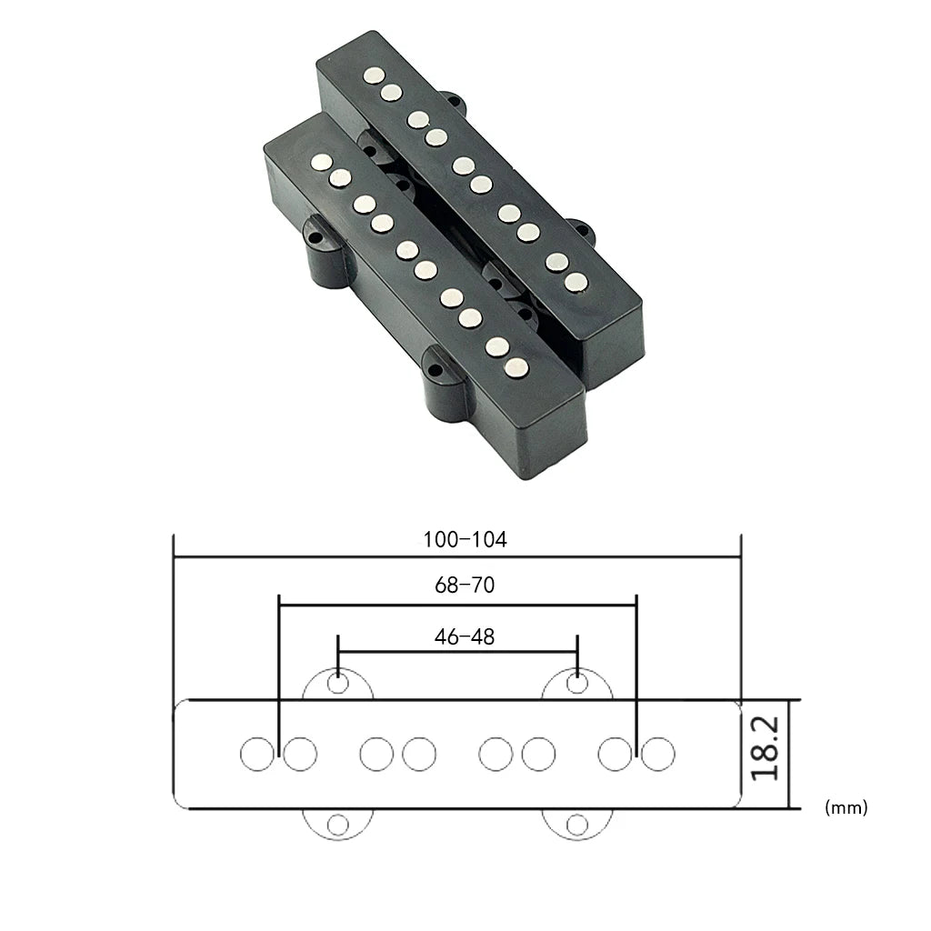 NAOMI 2PCS 5 String Bass Pickups For 5 String Jazz JB Style Bass Bridge Neck Pickups Ceramic Open Style
