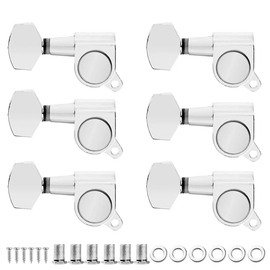 NAOMI 6pcs(6L 6R 3L3R) Guitar Tuners Machine Heads Gold/Chrome/Black Full Size Sealed String Tuning Pegs 15:1 Gear Ratio