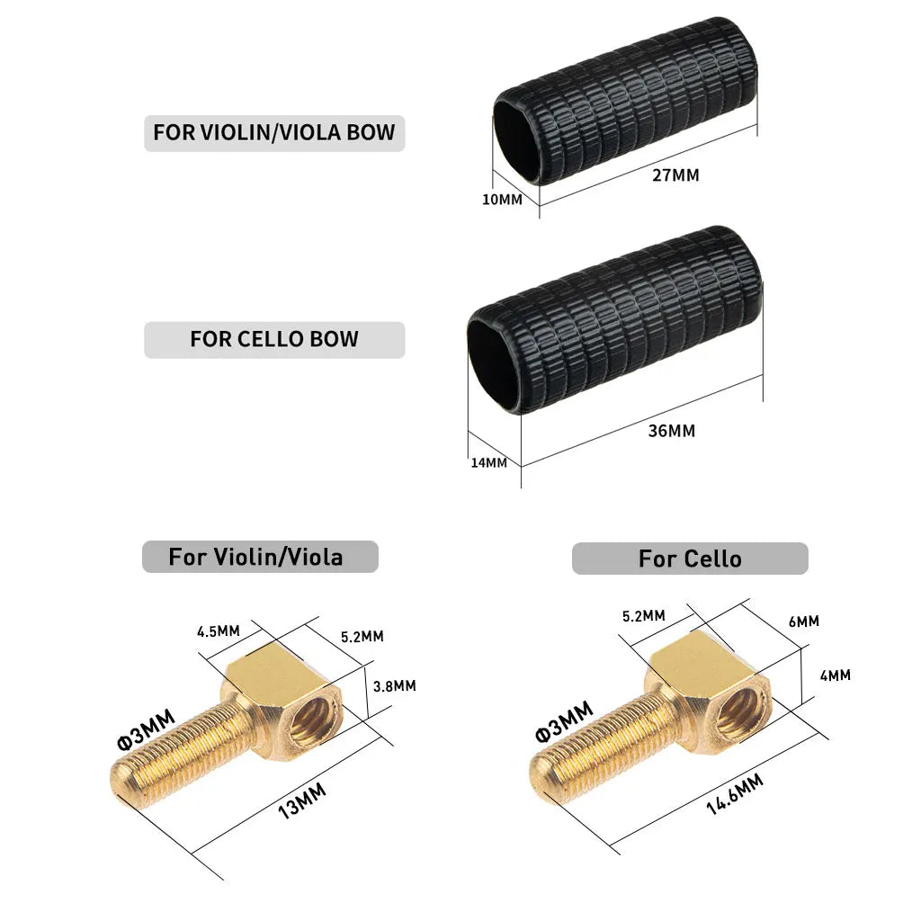1 Set Violin Bow Accessories - Frog Eyelet, Ferrules, Screws, Leather Winding, Tips & Case for Repair & Crafting