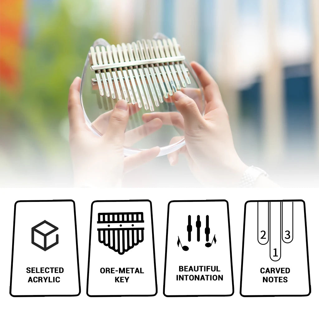 NAOMI K01-C Kalimba Instrument Cute Crystal Acrylic Material Kalimba Engraved Keys 17 African Thumb Piano