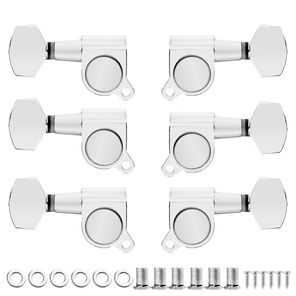 NAOMI 6pcs(6L 6R 3L3R) Guitar Tuners Machine Heads Gold/Chrome/Black Full Size Sealed String Tuning Pegs 15:1 Gear Ratio