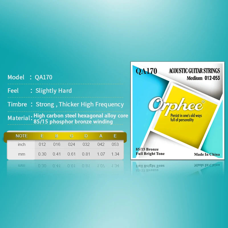NAOMI Orphee Acoustic/Electric/Classical Guitar Strings Set Nickel Alloy Bright Tone Silver Line Full Timbre 85/15 Bronze