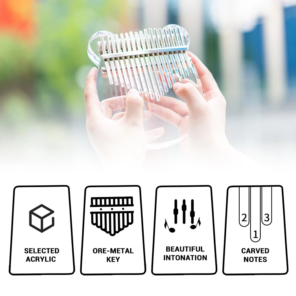 NAOMI 17 Keys Thumb Piano With Eva Bag Crystal Kalimba Acrylic Mbira Finger Piano Gifts For Kids Adult Beginners W/Tuning Hammer