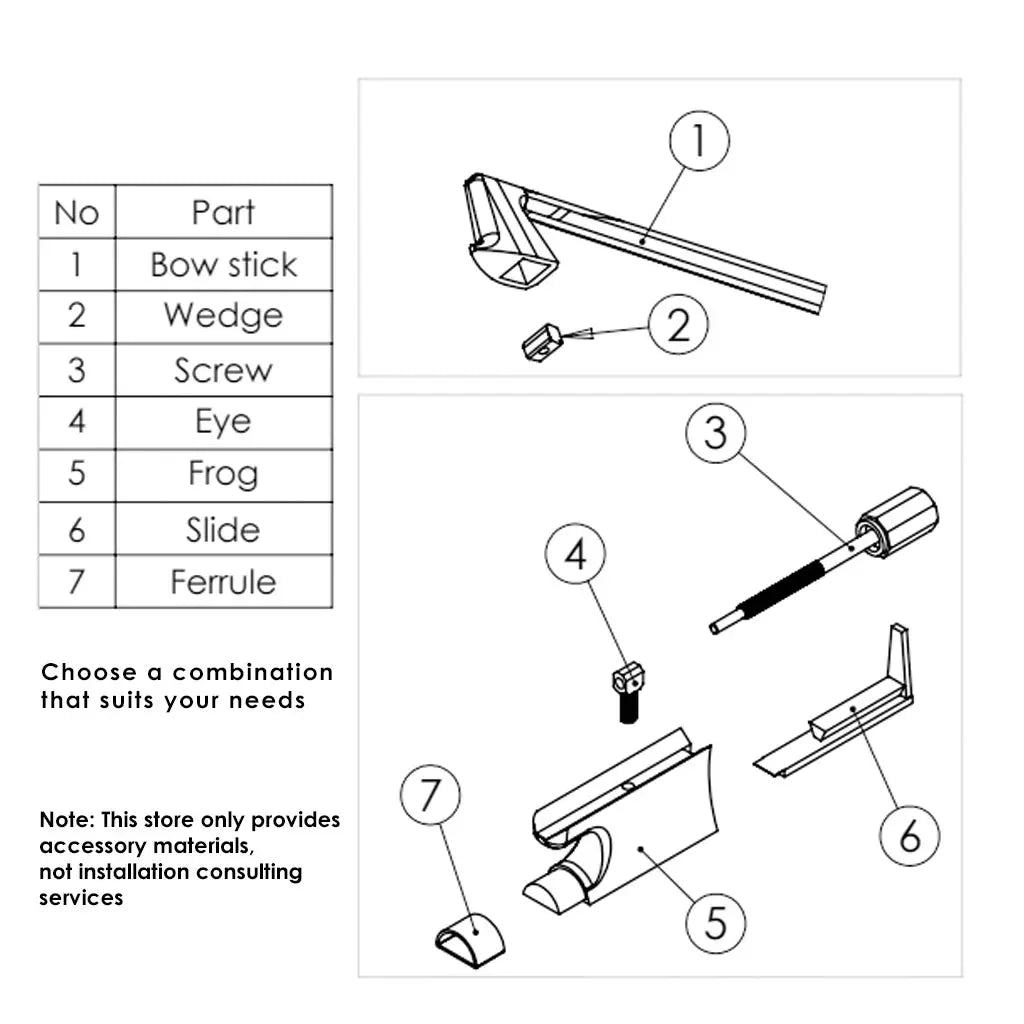 1 Set Violin Bow Accessories - Frog Eyelet, Ferrules, Screws, Leather Winding, Tips & Case for Repair & Crafting