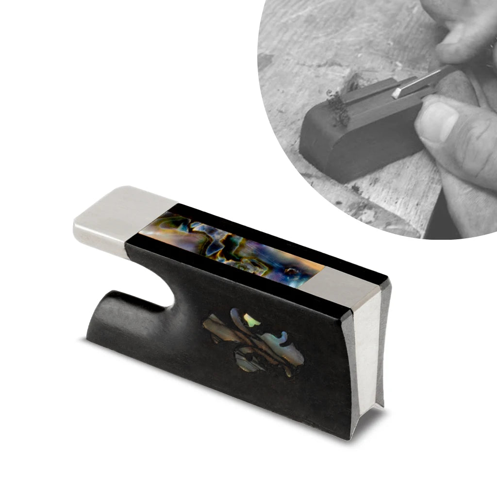 NAOMI Ebony Violin Bow Frog With Beautiful Fleur-de-lis Design Inlay 4/4 Violin Fiddle Bow