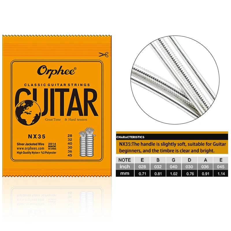 NAOMI Orphee Guitar Strings Anti-Rust Hexagonal Carbon Steel Silver Plated For Acoustic/Electric/Classical Guitarra Accessories