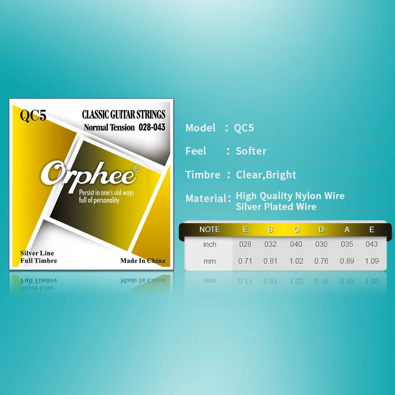 NAOMI Orphee Acoustic/Electric/Classical Guitar Strings Set Nickel Alloy Bright Tone Silver Line Full Timbre 85/15 Bronze