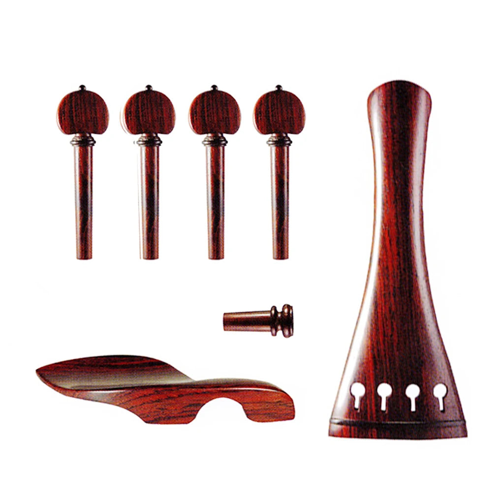 NAOMI Hill Style Rosewood Violin Parts 4/4 Tailpiece 4PCS Turning Pegs Endpin Chinrest Full Set