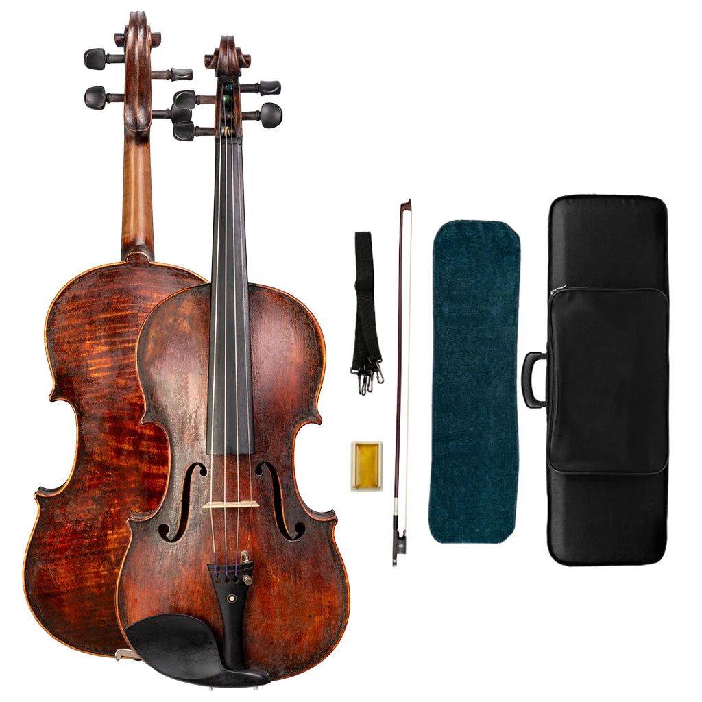 NAOMI Professional Handmade Violin Set 4/4 European Wood Top Spruce Back Flamed Maple Vintage Stradivarius Violin With Case