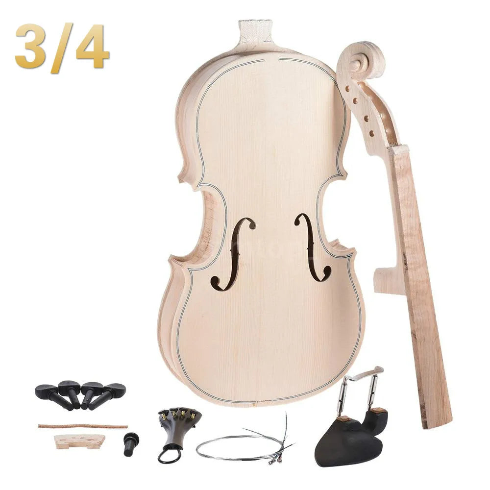 NAOMI DIY Unfinished Violin Spruce Top Maple Back For 4/4 3/4 1/2 1/4 1/8