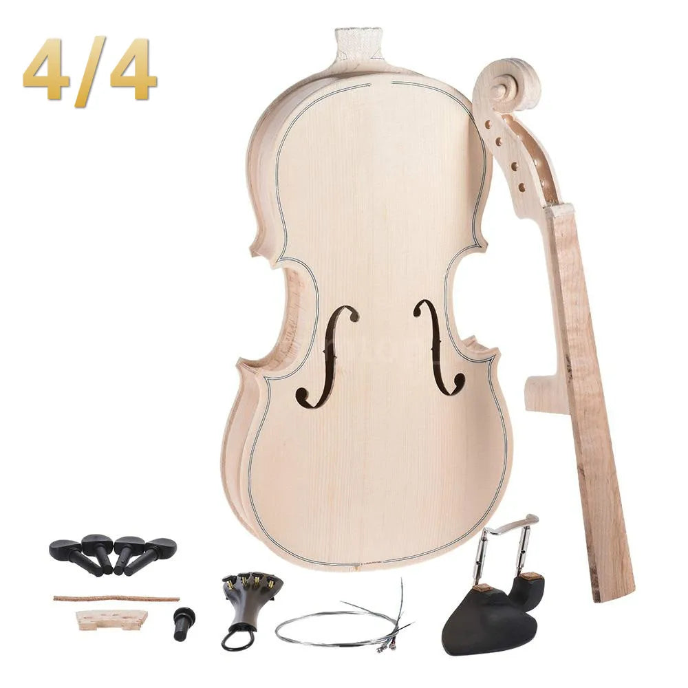 NAOMI DIY Unfinished Violin Spruce Top Maple Back For 4/4 3/4 1/2 1/4 1/8