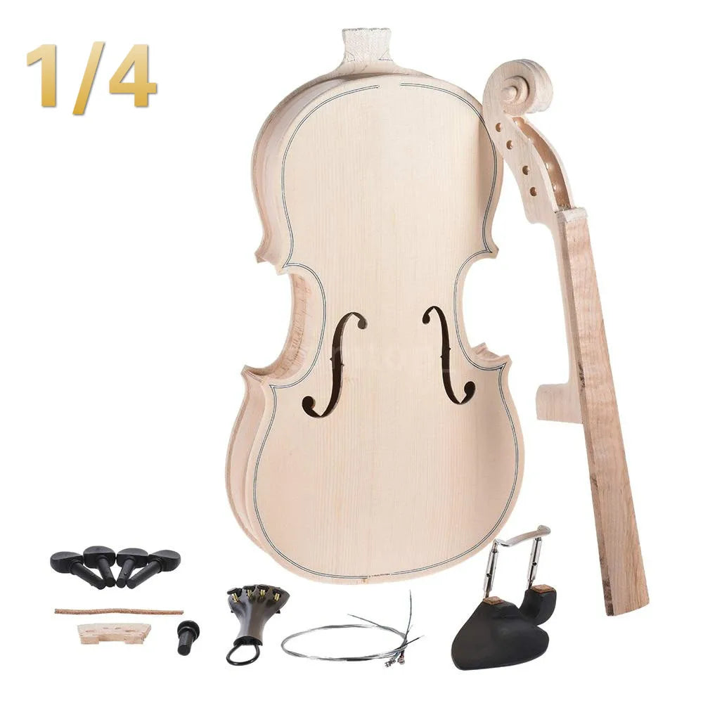 NAOMI DIY Unfinished Violin Spruce Top Maple Back For 4/4 3/4 1/2 1/4 1/8