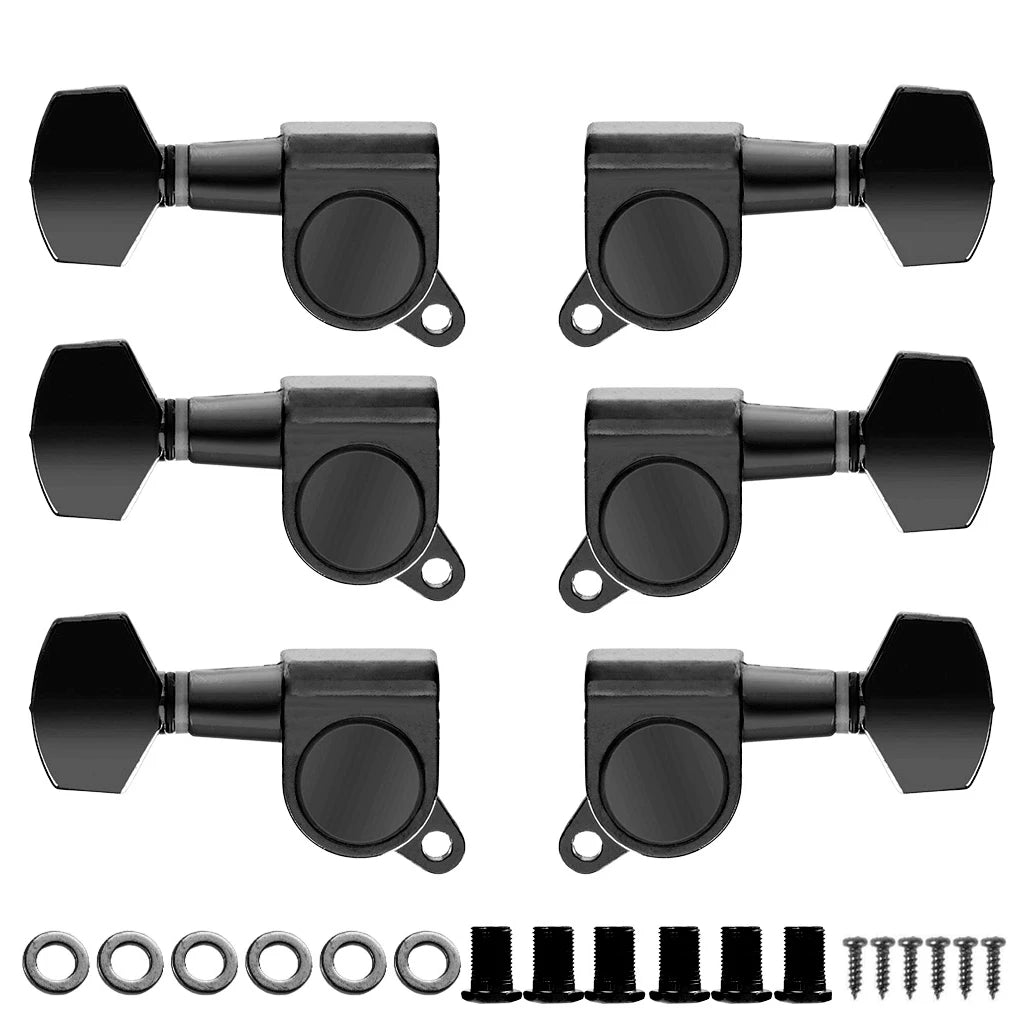 NAOMI 6pcs(6L 6R 3L3R) Guitar Tuners Machine Heads Gold/Chrome/Black Full Size Sealed String Tuning Pegs 15:1 Gear Ratio