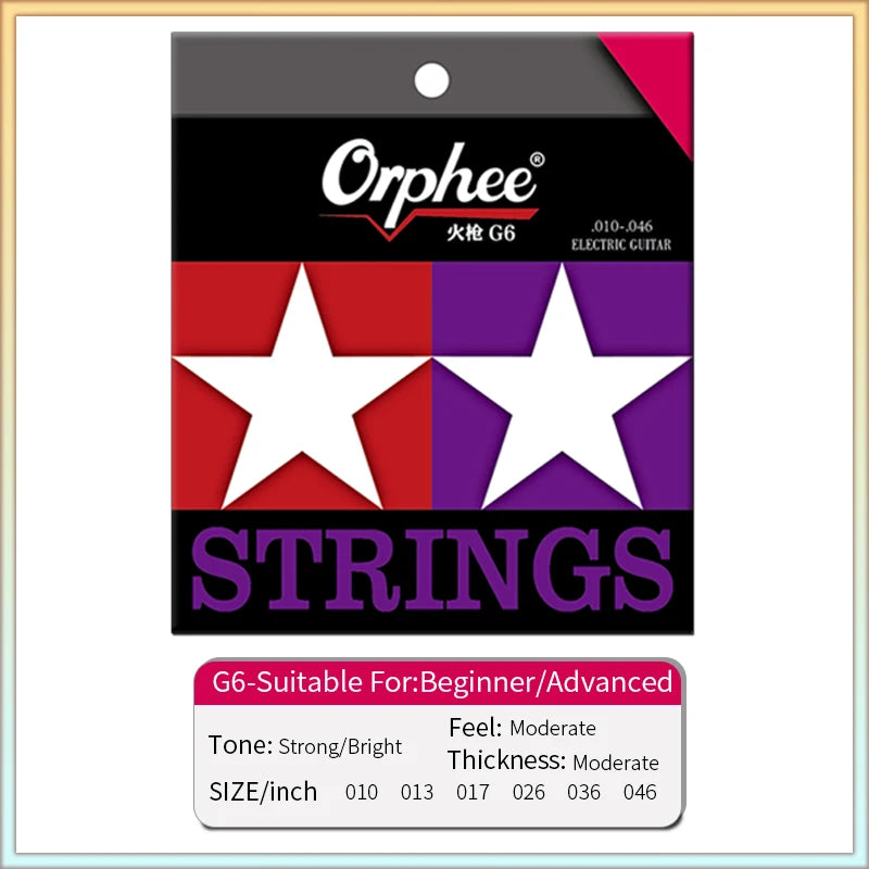 NAOMI Orphee 6pcs/1set Electric Guitar Strings G5/G6/G7 Pure Nickel Winding Nano Coating 18K Gold String Bead Guitar Accessories