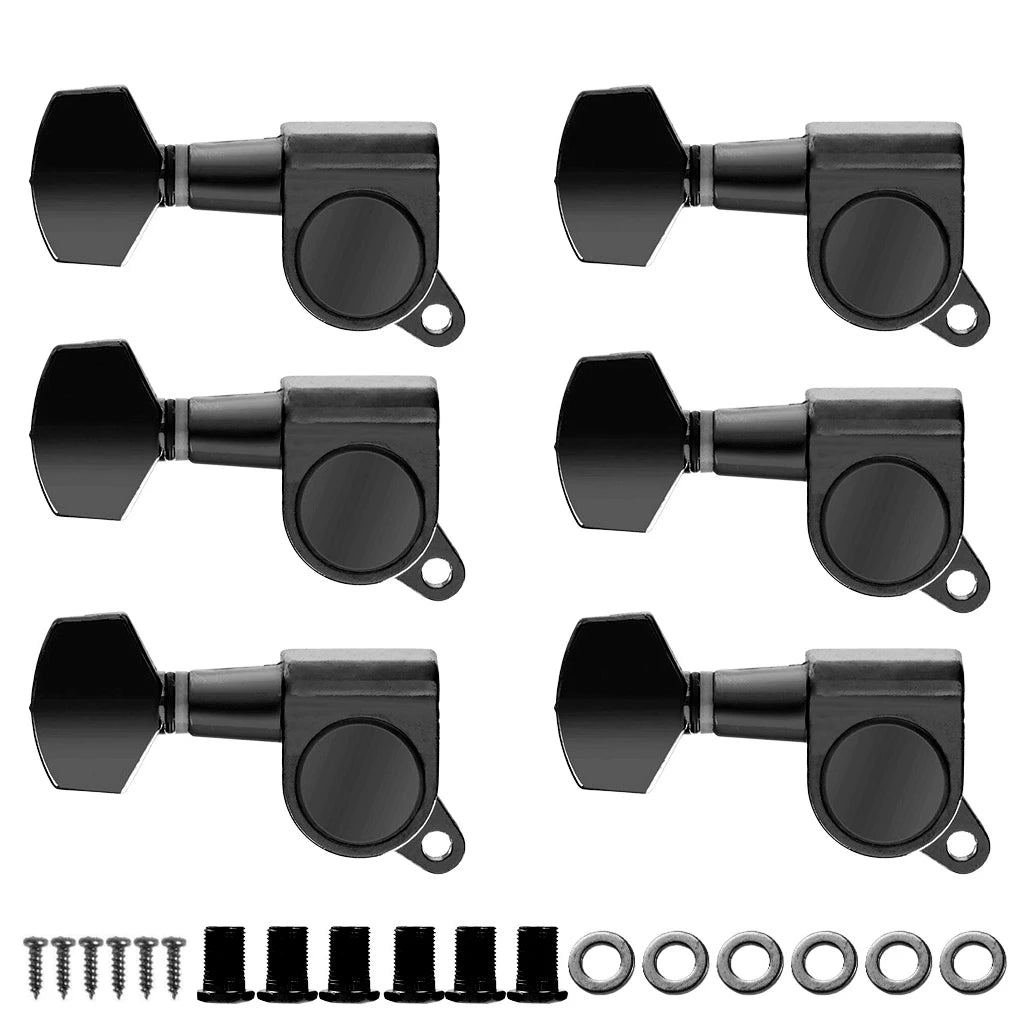 NAOMI 6pcs(6L 6R 3L3R) Guitar Tuners Machine Heads Gold/Chrome/Black Full Size Sealed String Tuning Pegs 15:1 Gear Ratio