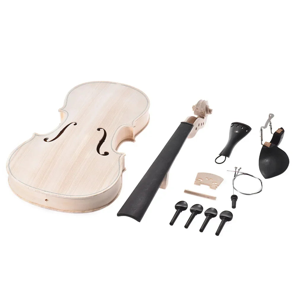NAOMI 4/4 Full Size Violin DIY Kit Natural Solid Wood Acoustic Violin Fiddle Kit With EQ Spruce Top Maple Fingerboard SET