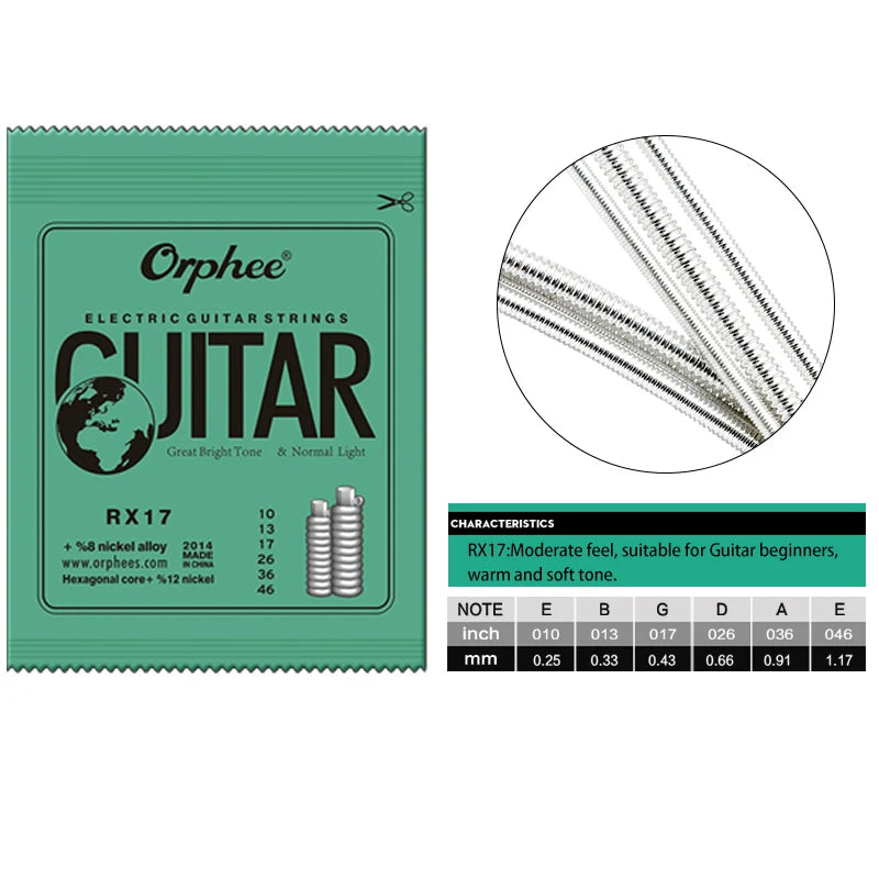 NAOMI Orphee Guitar Strings Anti-Rust Hexagonal Carbon Steel Silver Plated For Acoustic/Electric/Classical Guitarra Accessories