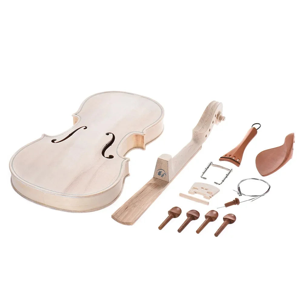 NAOMI 4/4 Full Size Violin DIY Kit Natural Solid Wood Acoustic Violin Fiddle Kit With EQ Spruce Top Maple Fingerboard SET