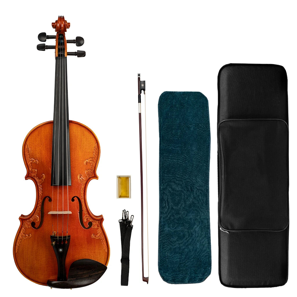 NAOMI Professional Handmade Violin Set 4/4 European Wood Top Spruce Back Flamed Maple Vintage Stradivarius Violin With Case