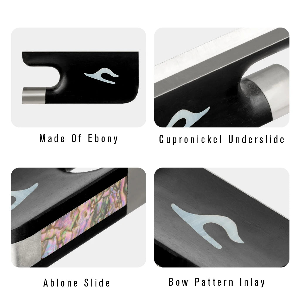 NAOMI                                                                                                                           Bow Pattern Cupronickel Mounted Cello Bow Frog