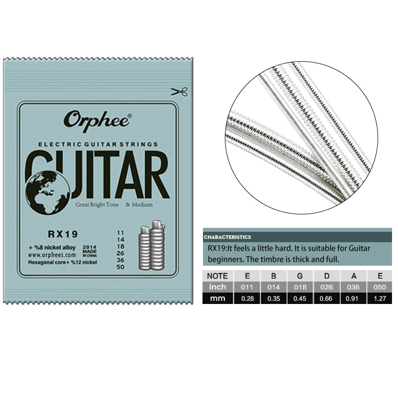 NAOMI Orphee Electric Guitar Strings Set 6 Strings Practiced Hexagonal Carbon Steel RX15/17/19 Series Original Retail Package