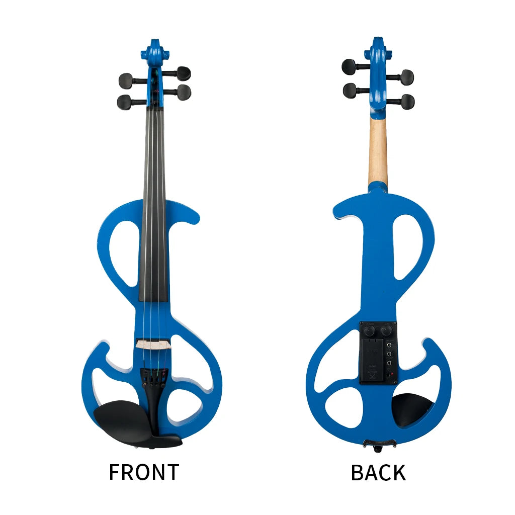 Full Size 4/4 Fiddle Solid Wood Electric Silent Violin Fiddle Fitting Carrying Hard Case Audio Cable Upgraded Brazilwood Bow SET