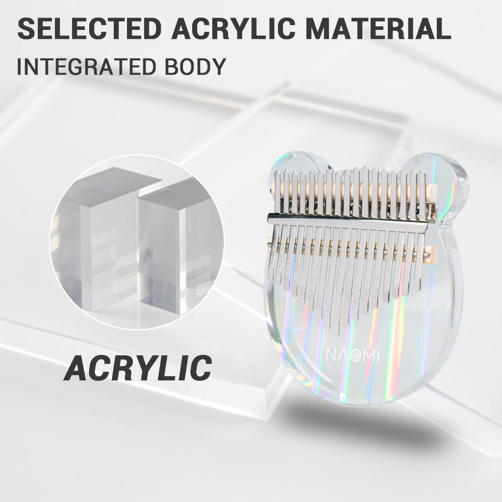 NAOMI Thumb Piano Rainbow Clear Kalimba Arcylic 17 Keys Kalimba Portable Finger Piano W/ Tuning Hammer Hard Case