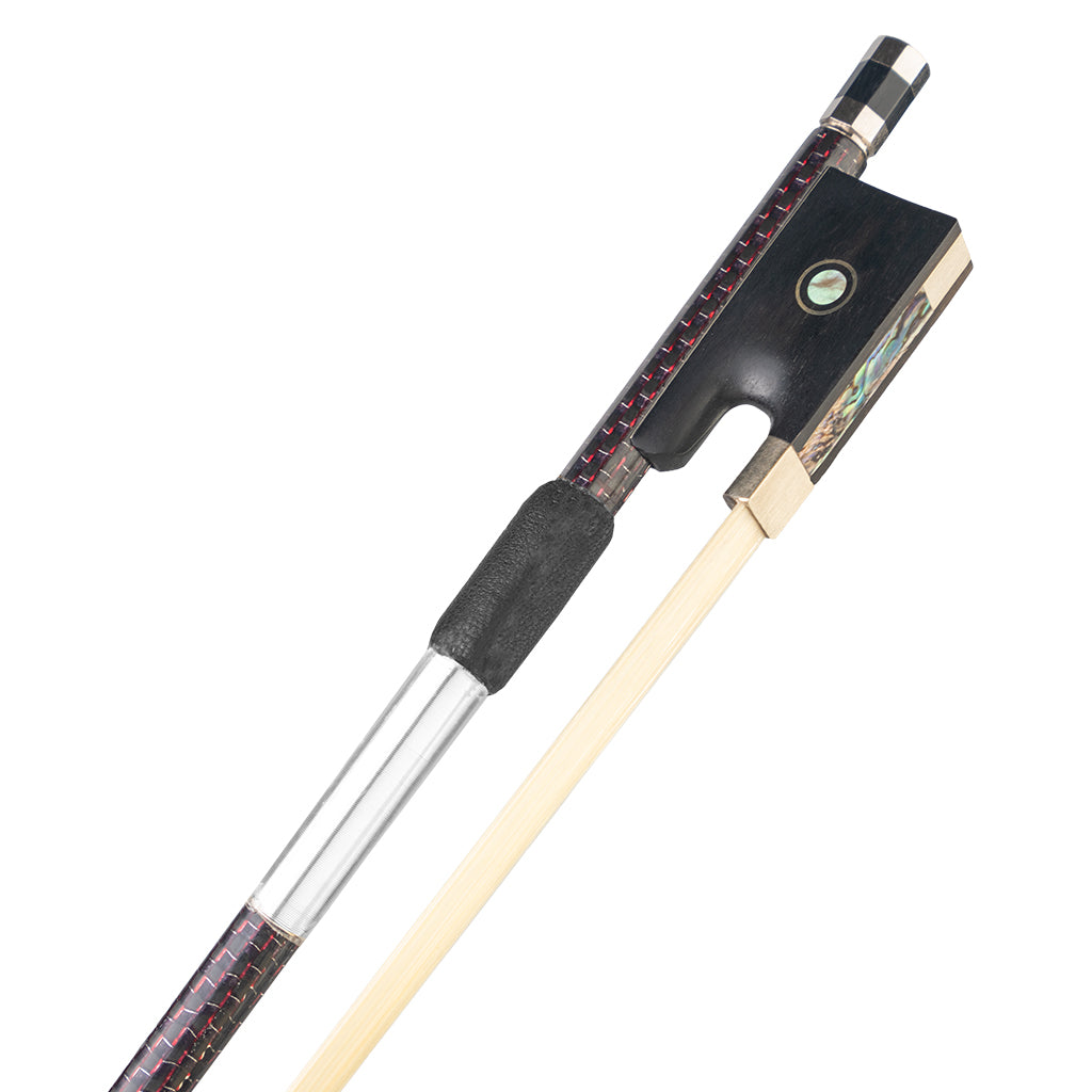 NAOMI Master Red Silk Braided Carbon Fiber Violin Bow 4/4 White Mongolia Horsehair Ebony Frog