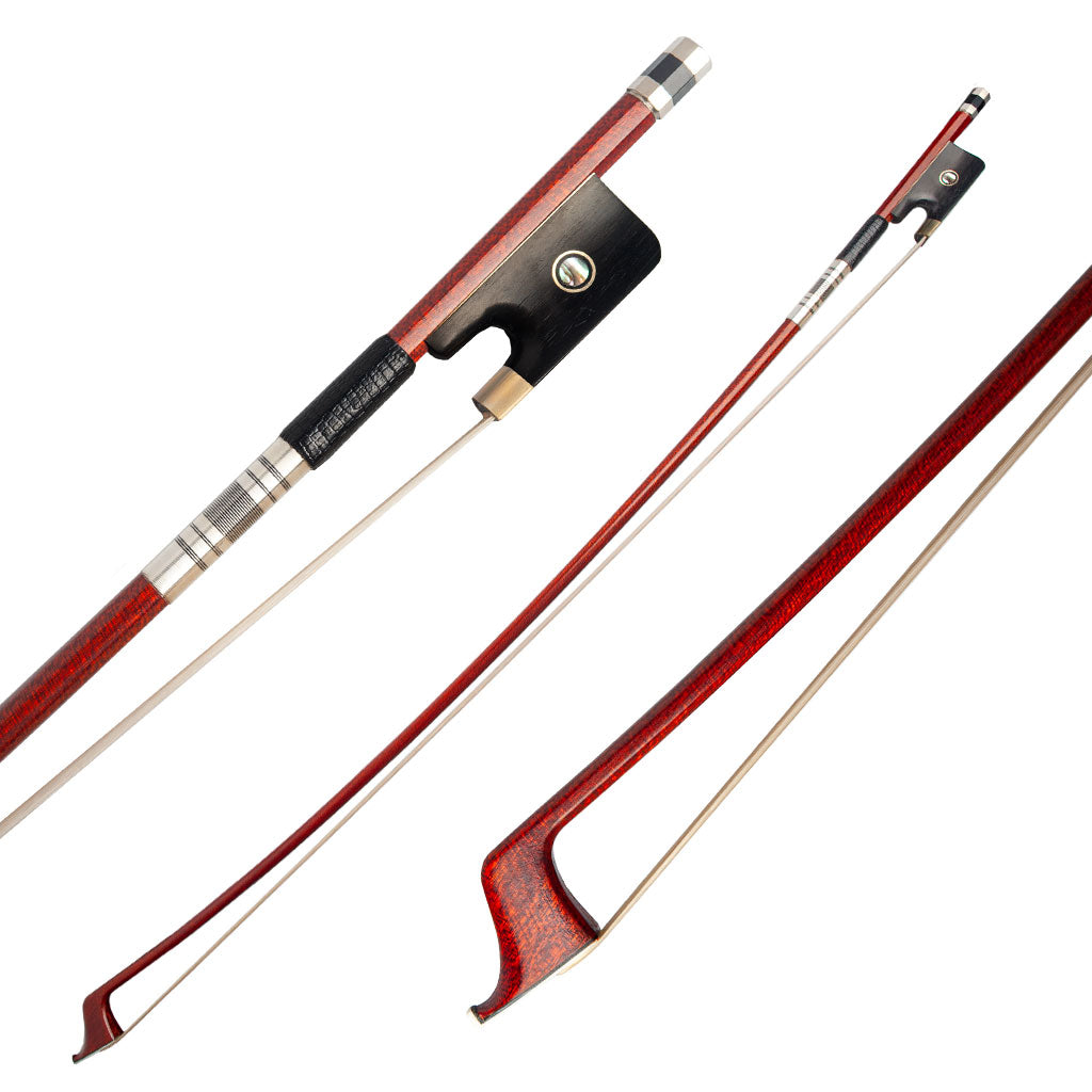 NAOMI Pernambuco Carbon Fiber Round Stick Cello Bow 4/4 Size Silver Mounted Siberian