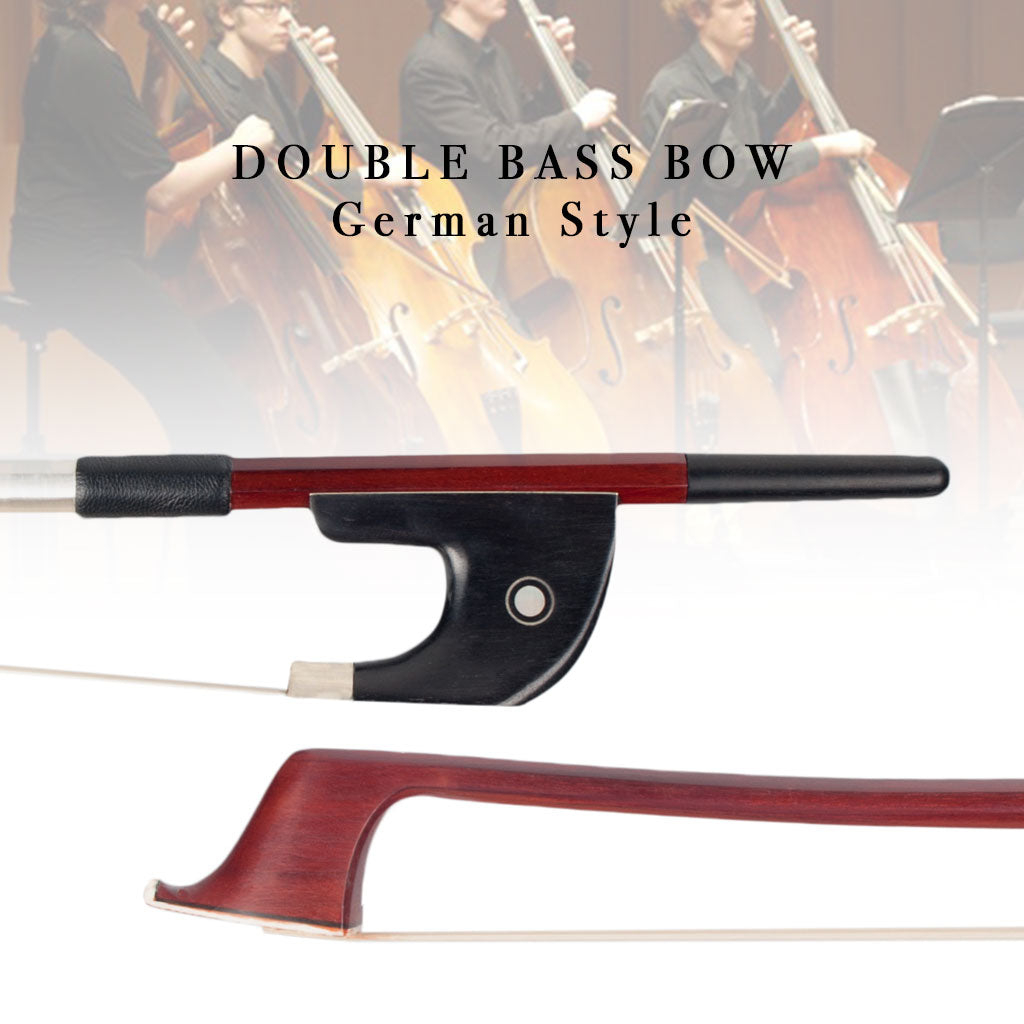 NAOMI Double Bass Bow For Upright Bass Sheep Leather Wrap Pernambuco Bow Ebony Frog