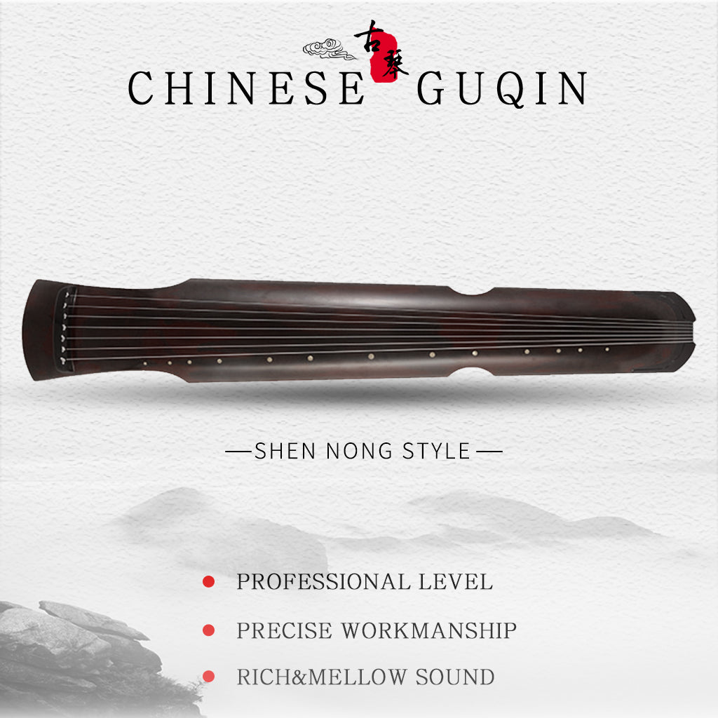 NAOMI Exquistite Paulownia Wood Guqin Zither Chinese 7 String Instrument Steel String With Nylon Cover Shen Nong Style Qin