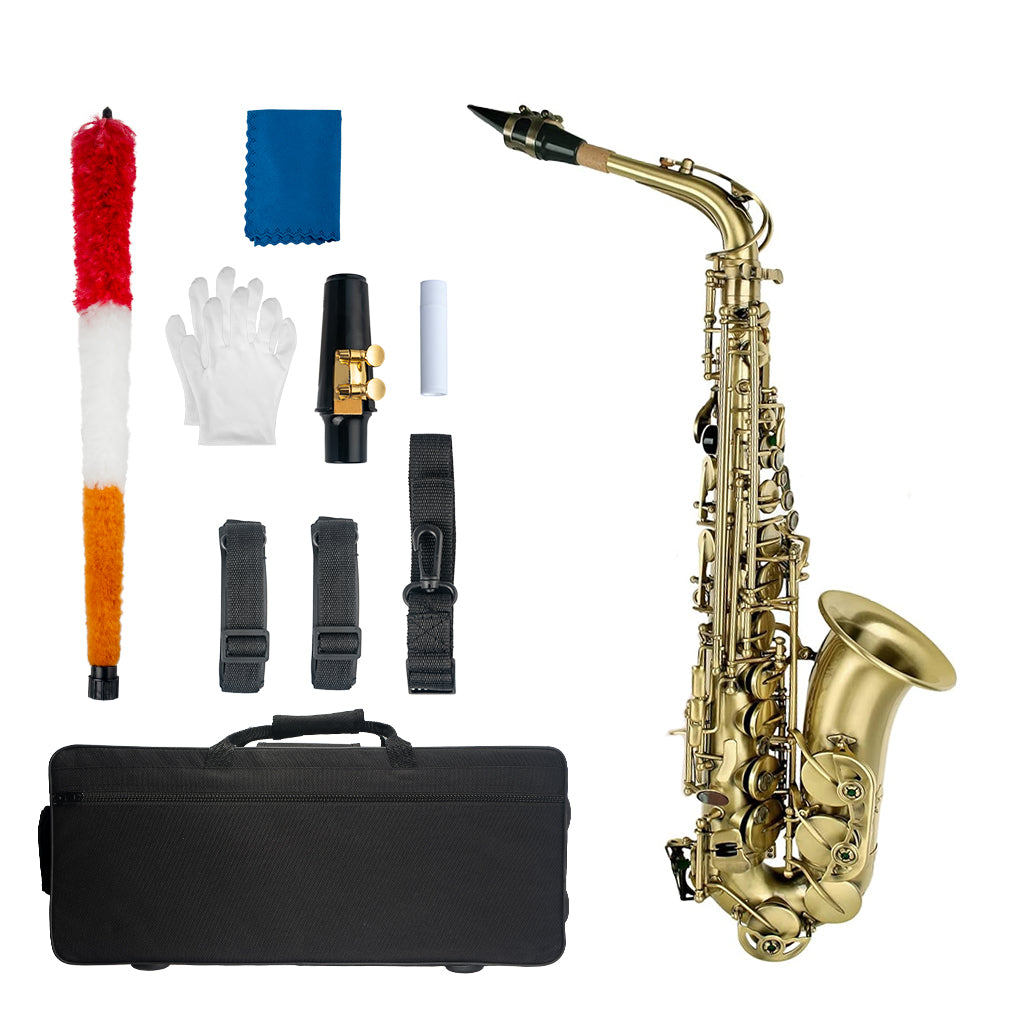 NAOMI Saxophone Sax Eb Alto E Flat Brass Carved Pattern on Surface Abalone Shell Button